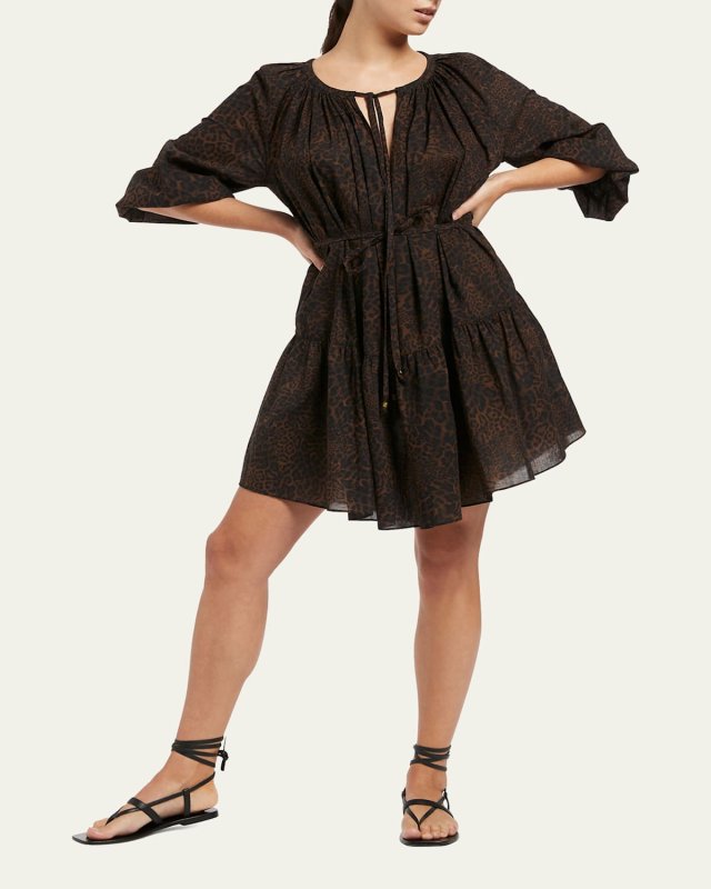 Pantera Bell-Sleeve Short Kaftan